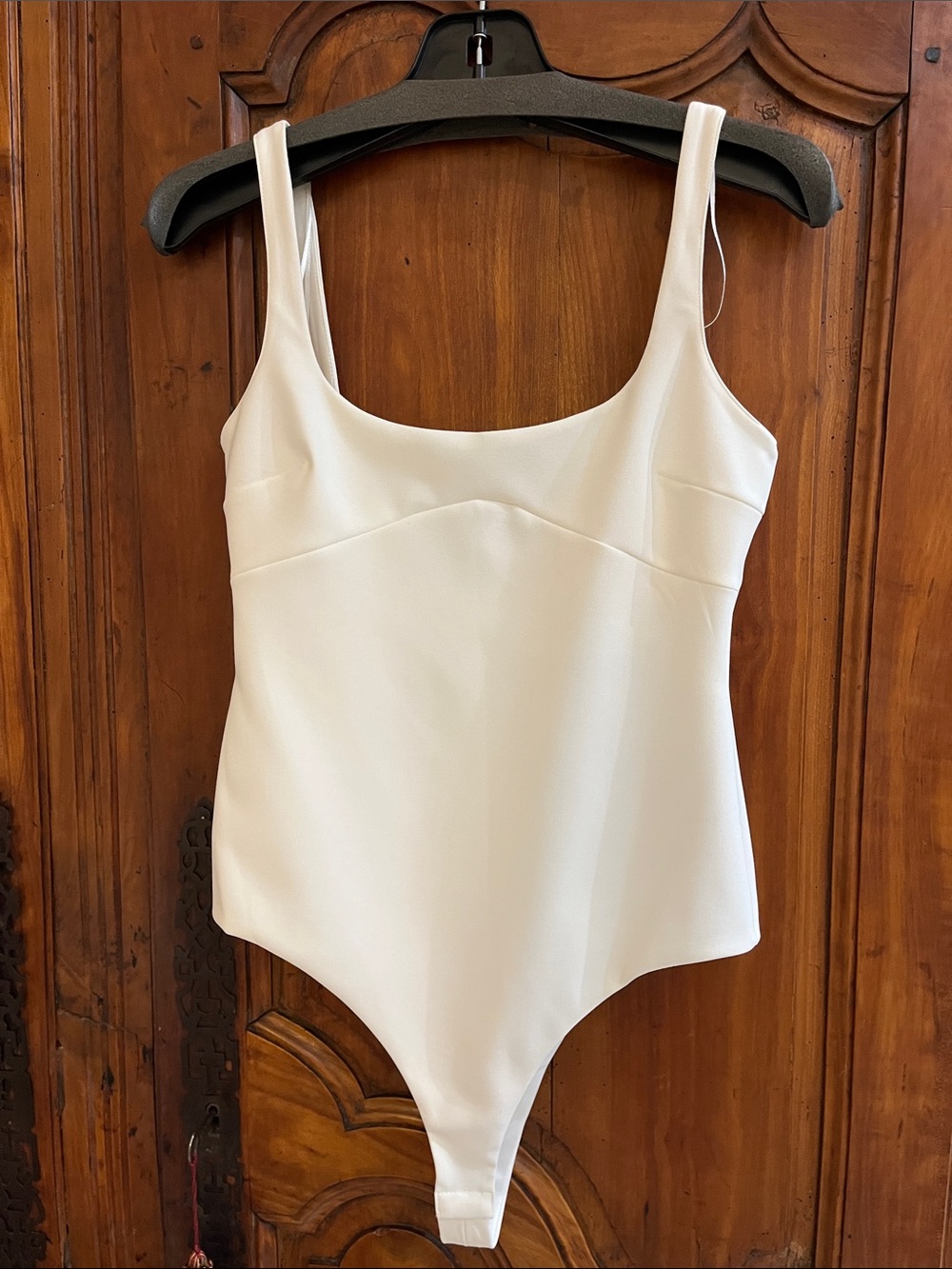 Zara White Scoop-Front Bodysuit